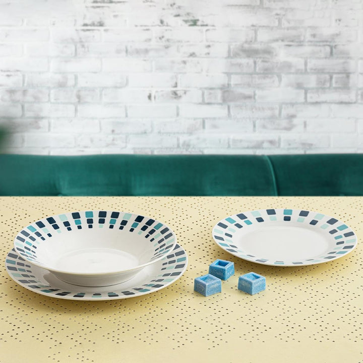 Quid Simetric Geschirrset aus Porzellan, 18 Stück - 6 Personen, Weiss