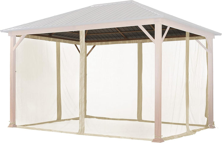 Moskitonetz für Gartenpavillon Forest Superior 3x4 m - Polyester - Insektengitter inkl. Haken, mit R