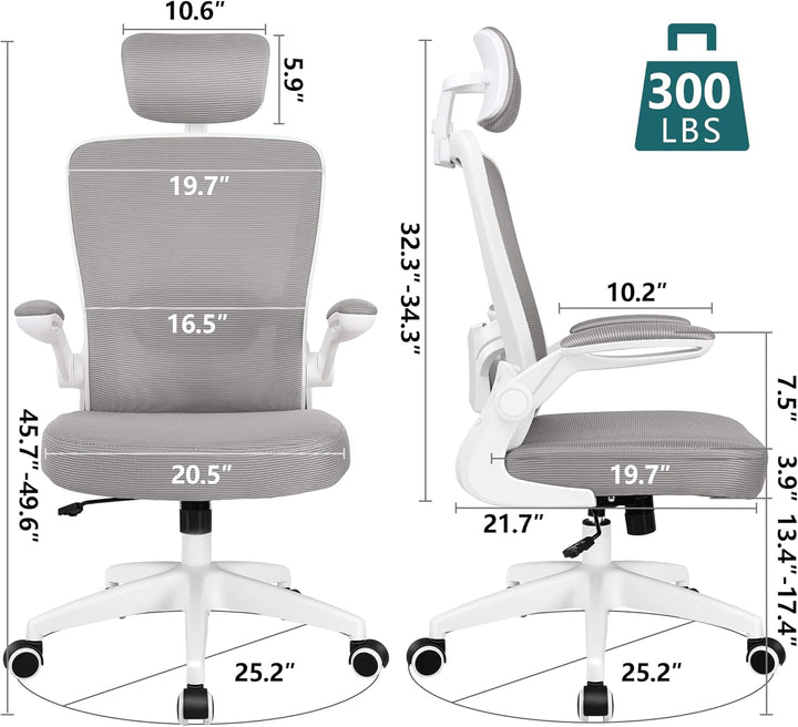 FelixKing Bürostuhl Ergonomischer schreibtischstuhl, bürostühle mit Verstellbarer Kopfstütze, Armleh