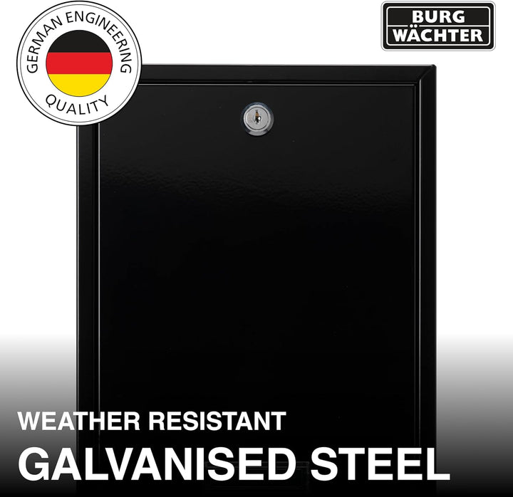 Burg Wächter MB11BK Forth Hintertüre und wandmontierter, abschliessbarer, wetterfester Briefkasten a