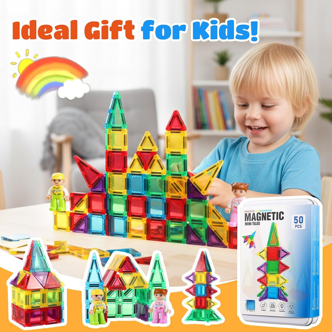 GAGAKU Mini Magnetische Bausteine 50 Teiles Magnetische Fliesen Kinderspielzeug Magnetische Kacheln