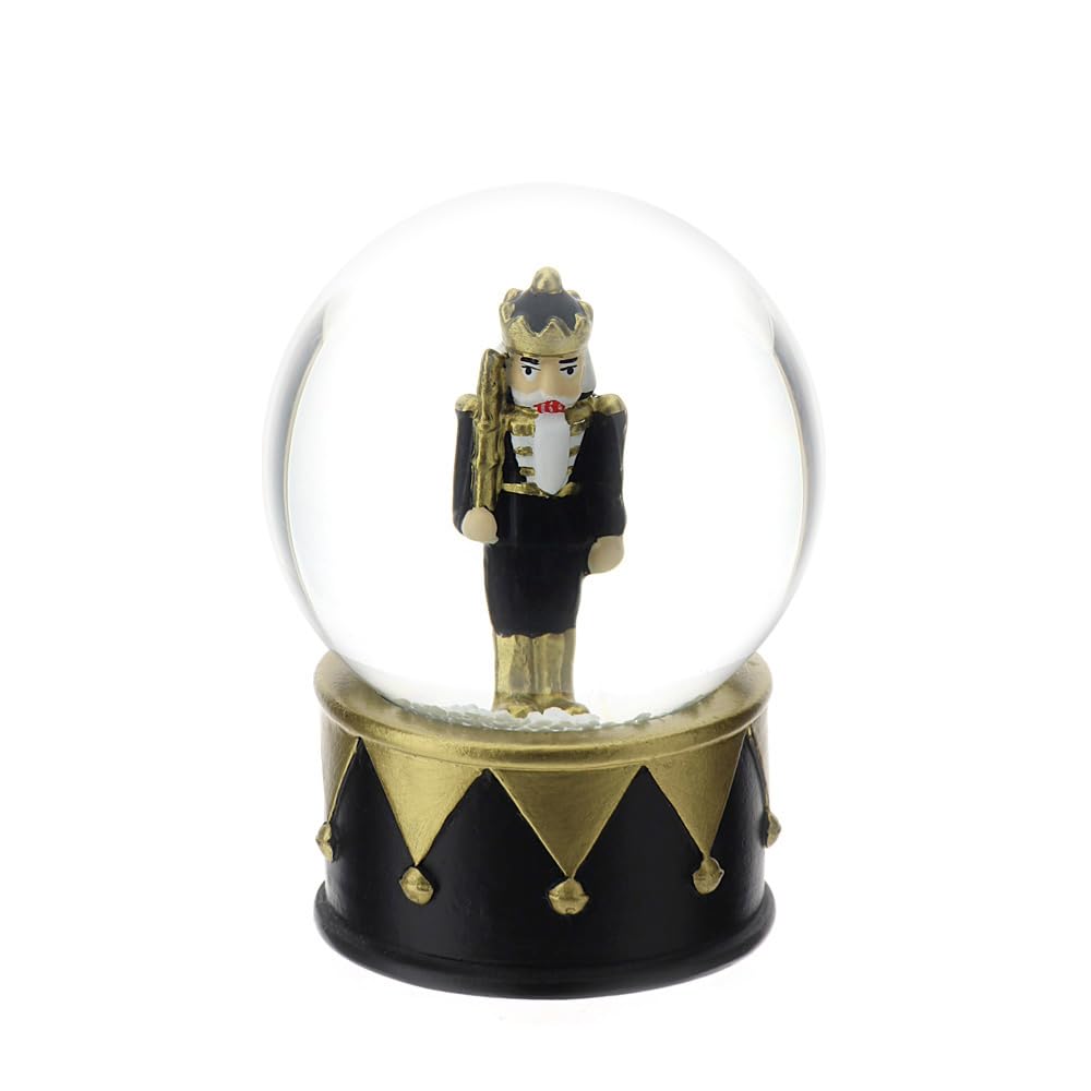 Hervit Schneekugel mit Sockel aus Kunstharz, Gold/Schwarz und Soldat Gold/Schwarz – Geschenkbox – De