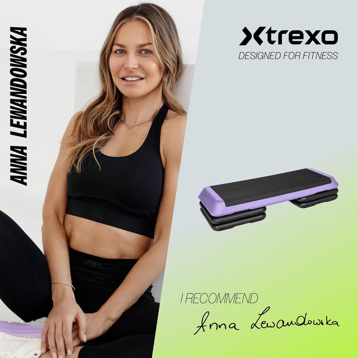 TREXO Stepper Für Zuhause - Aerobic Step mit 3-Stufiger Höhenverstellung, Fitness & Sport - Training