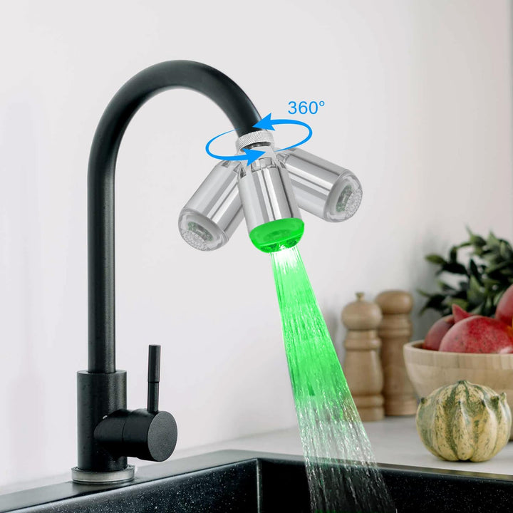 Wasserhahn Aufsatz LED, Aufsatz für Wasserhahn Küche mit Lichter, 3 Farben ändern sich mit der Tempe