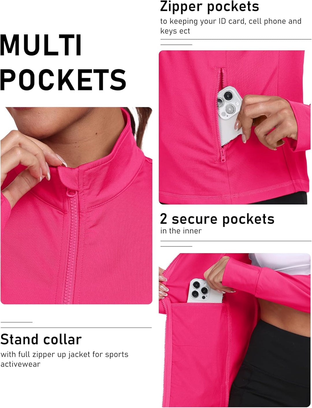 MoFiz Sportjacke Damen Leicht Trainingsjacke Mikrofleece Sweatjacke Wandershirt mit Reissverschluss