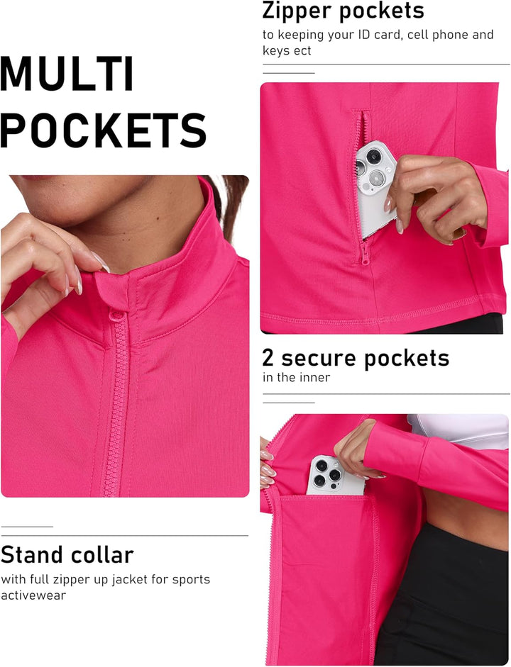 MoFiz Sportjacke Damen Leicht Trainingsjacke Mikrofleece Sweatjacke Wandershirt mit Reissverschluss