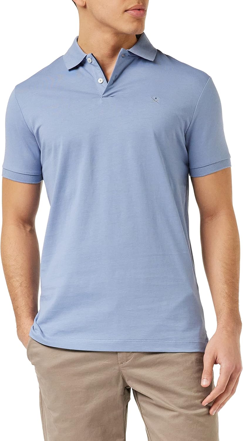 Hackett London Herren Pima Cotton Polo Polohemd XS Chambray, XS Chambray