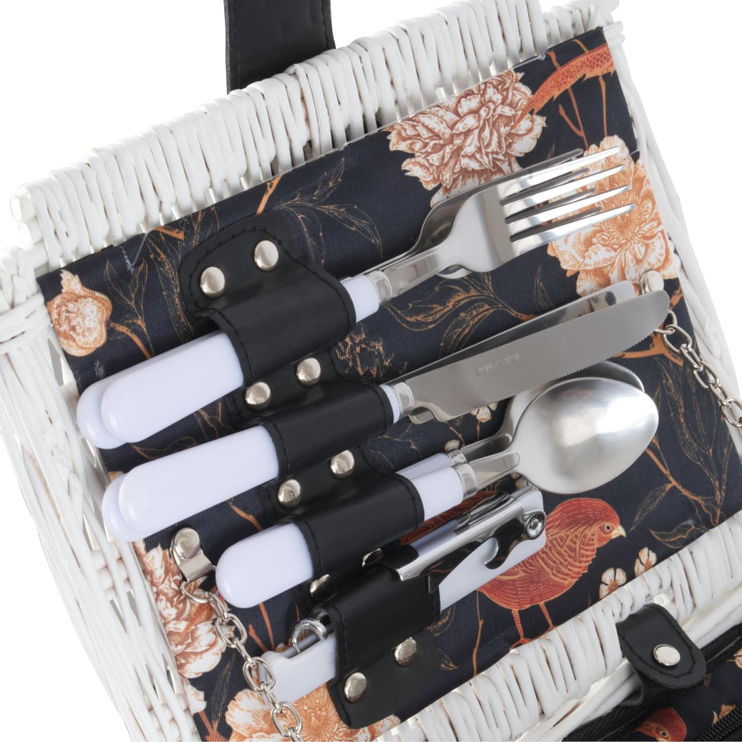 CampFeuer Picknickkorb 2 Personen mit Geschirr-Set und Kühlfach | 12-teilig | Picknickkoffer, Weiden