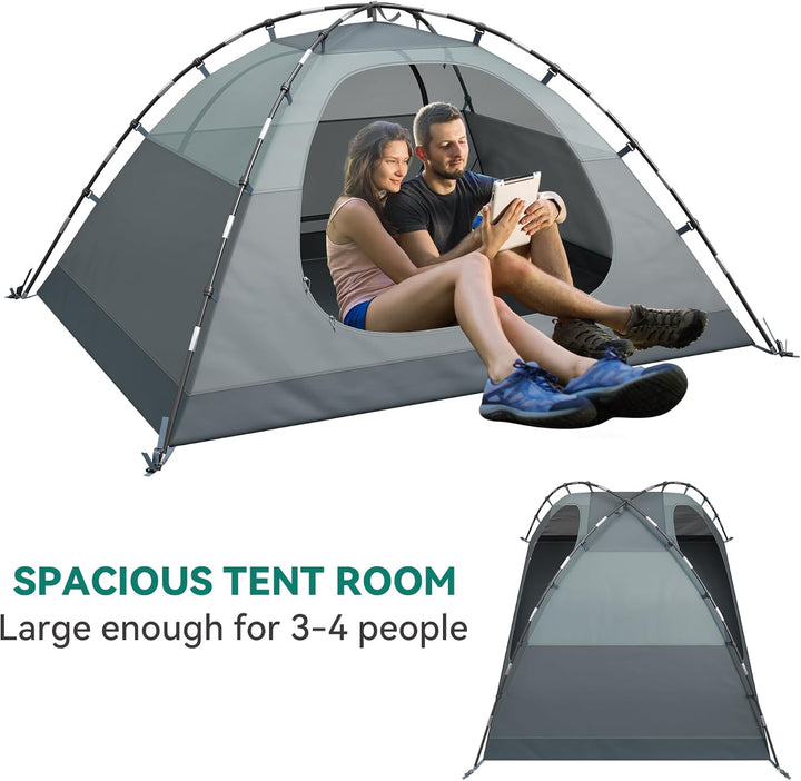 YITAHOME Campingzelt für 3-4 Personen, Wasserdichtes Leichtes Aluminium Stangen Rucksack Zelt Doppel