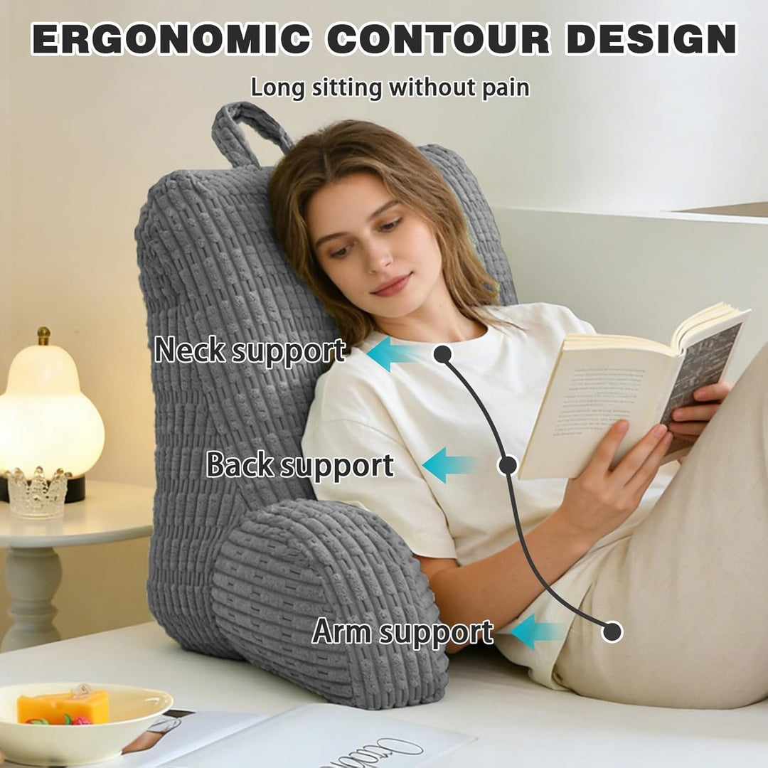 Lesekissen für Bett Und Sofa,Rückenstützkissen Lesekissen mit Armlehne, Erwachsenensofa mit Rückenle