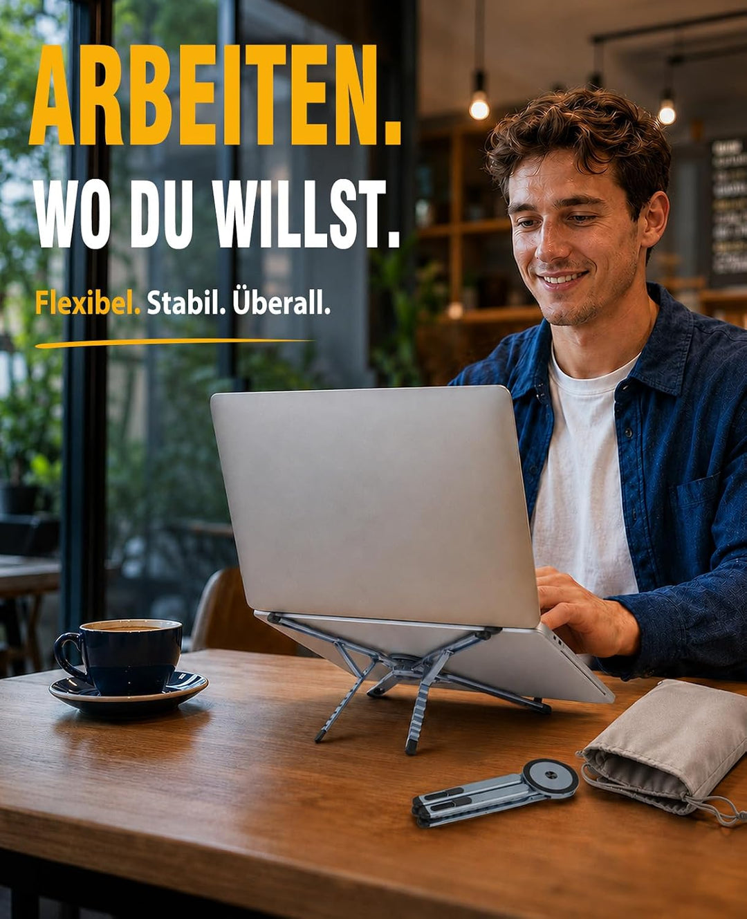 Urmust Leichter Laptop Ständer, Alu Tablet &amp; Magnet-Handyhalter Grau Grau Laptop Ständer 3-in-1, Gra