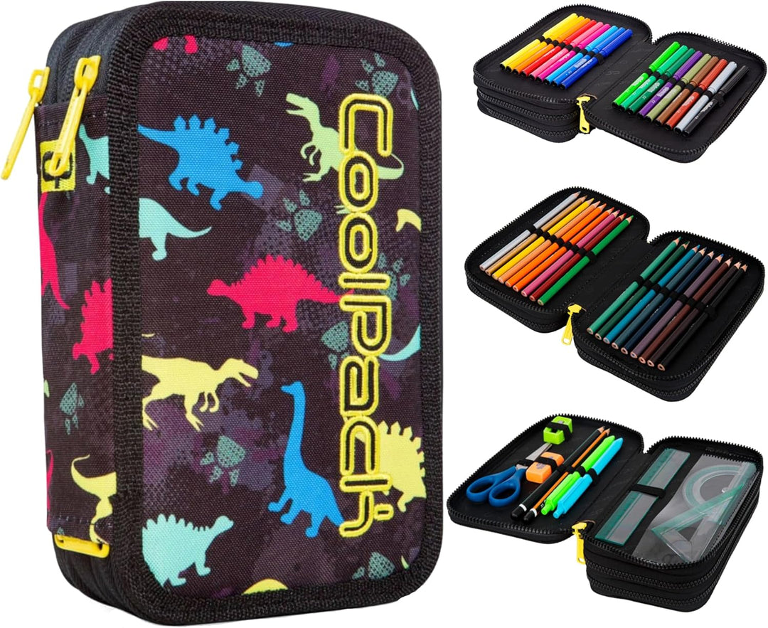 Goldkids - Federmäppchen 3 Fächer - Mäppchen für Mädchen und Jungen - Federmappe 3-Fach Federtasche