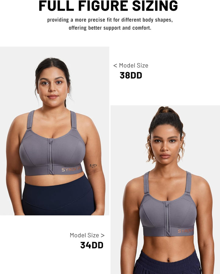 SYROKAN Sport BH Damen Ohne Bügel Starker Halt Shock Absorber BH Bequemer Gepolstert 85C Wildwachsen