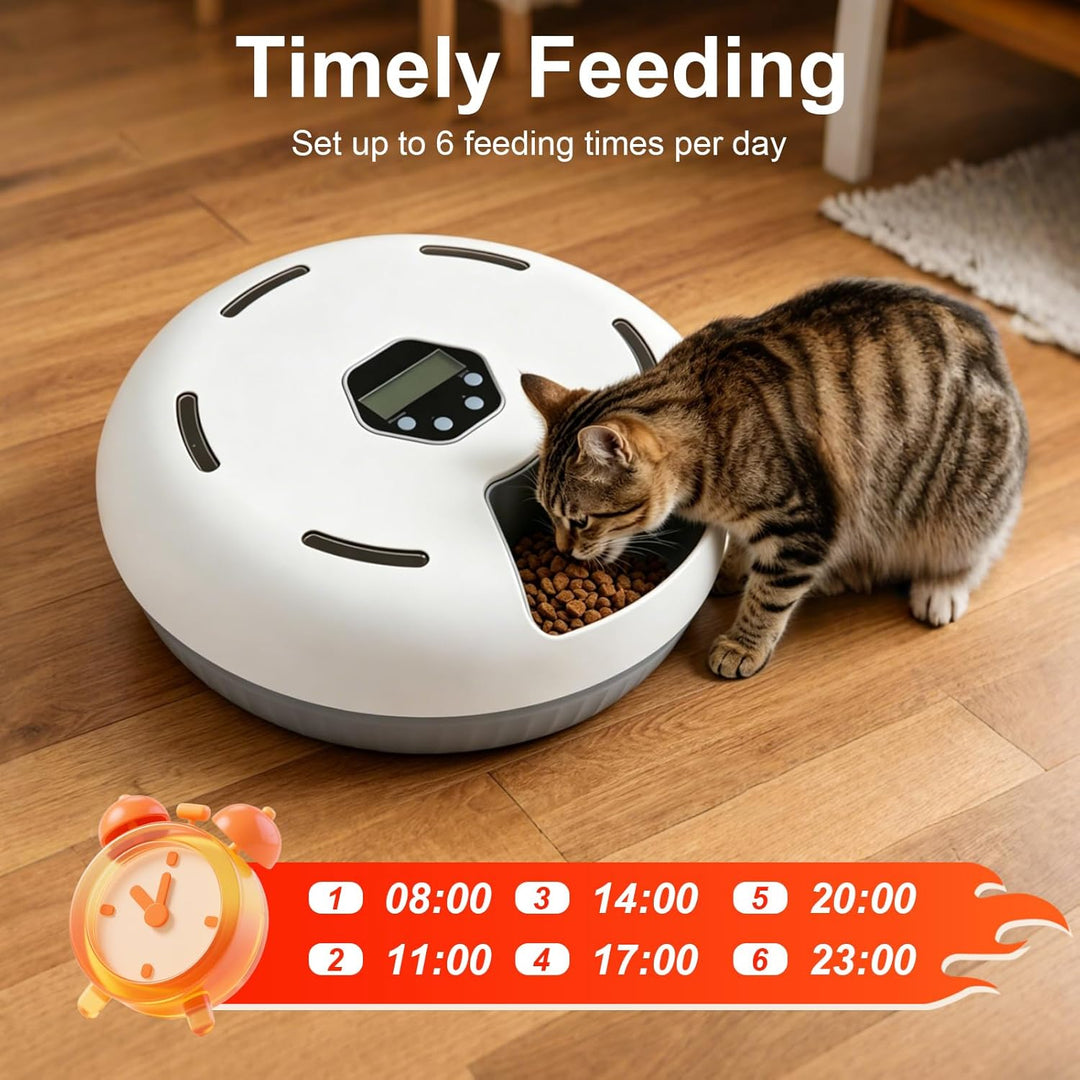 Futterautomat Katze Nassfutter mit Kühlung 6 Mahlzeiten Programmierbar,Kabelloser Nassfutterautomat