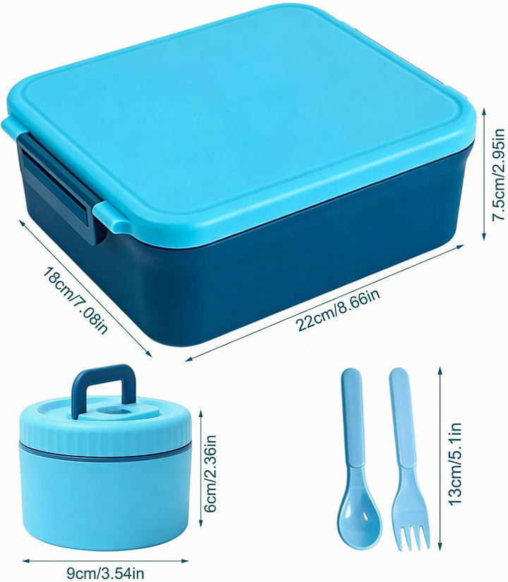 Lunch Box Set mit 320ml Thermobehälter für Essen, Auslaufsicher Brotdose mit 4 Fächern, Auslaufsiche