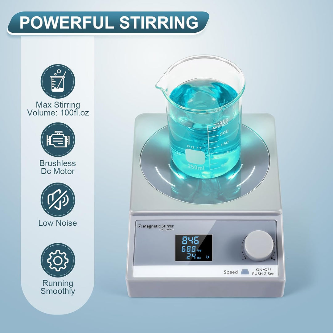 ANZESER Magnetrührer mit Zeitschaltuhr, 3.5L Digitaler Magnetrührer, Magnetische Rührplatte mit LCD