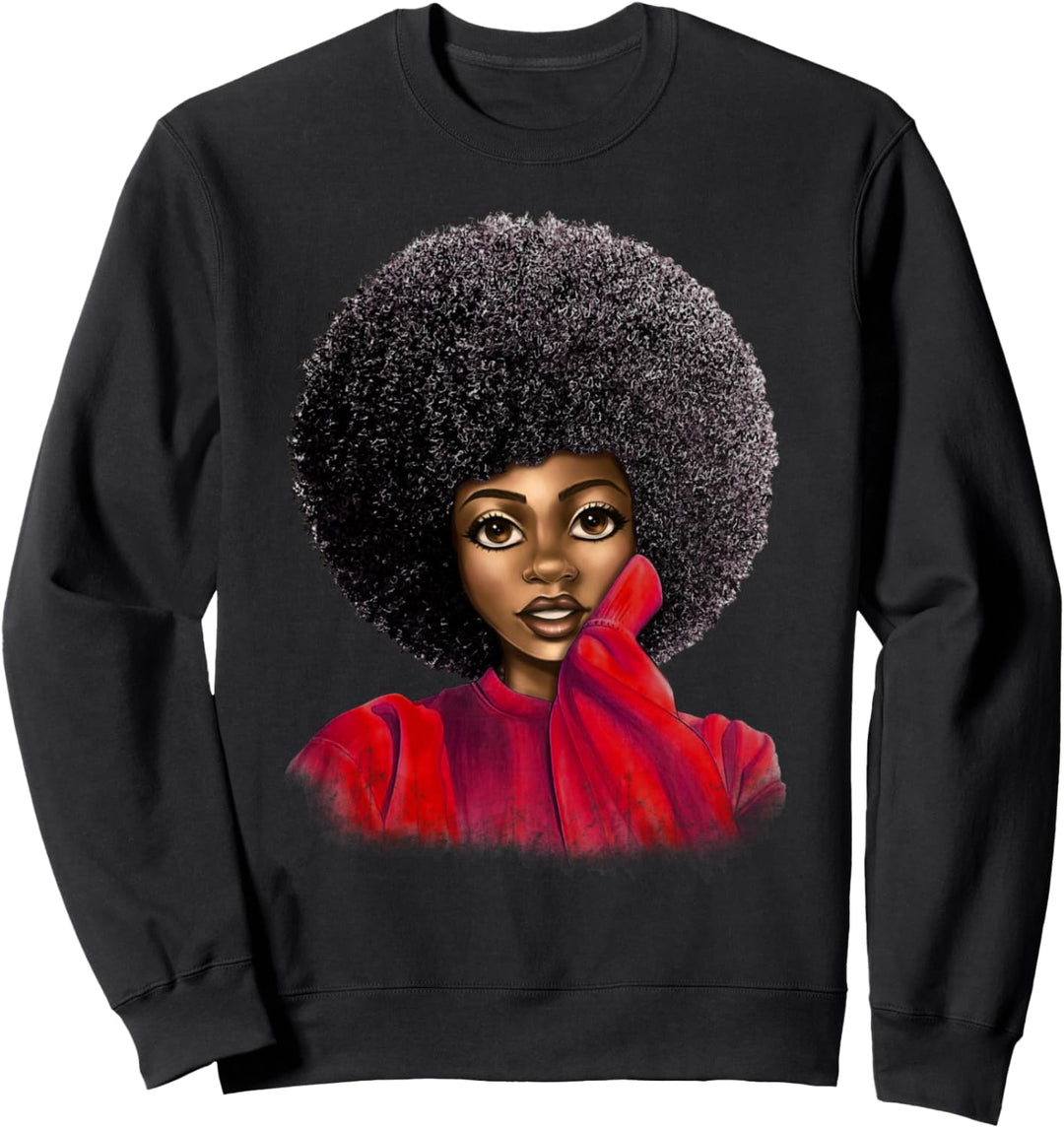 Black History Month Afro Word Art Natural Hair Sexy Melanin Sweatshirt