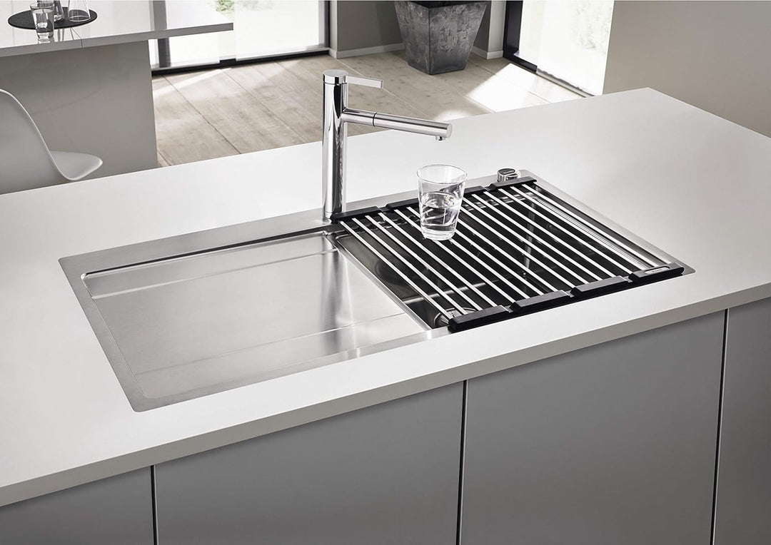 BLANCO Top-Schienen aus Edelstahl, 235906, 416 mm & 238483 Klappmatte als Abtropf für die Küchenspül
