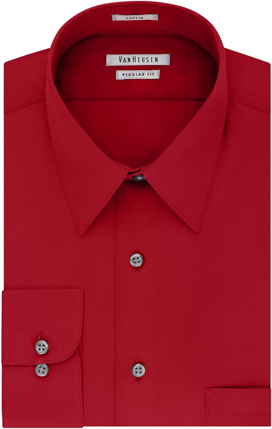 Van Heusen Herren Popeline, Normale Passform, Fester Spitzkragen Klassisches Hemd 39 cm Hals 81 cm-