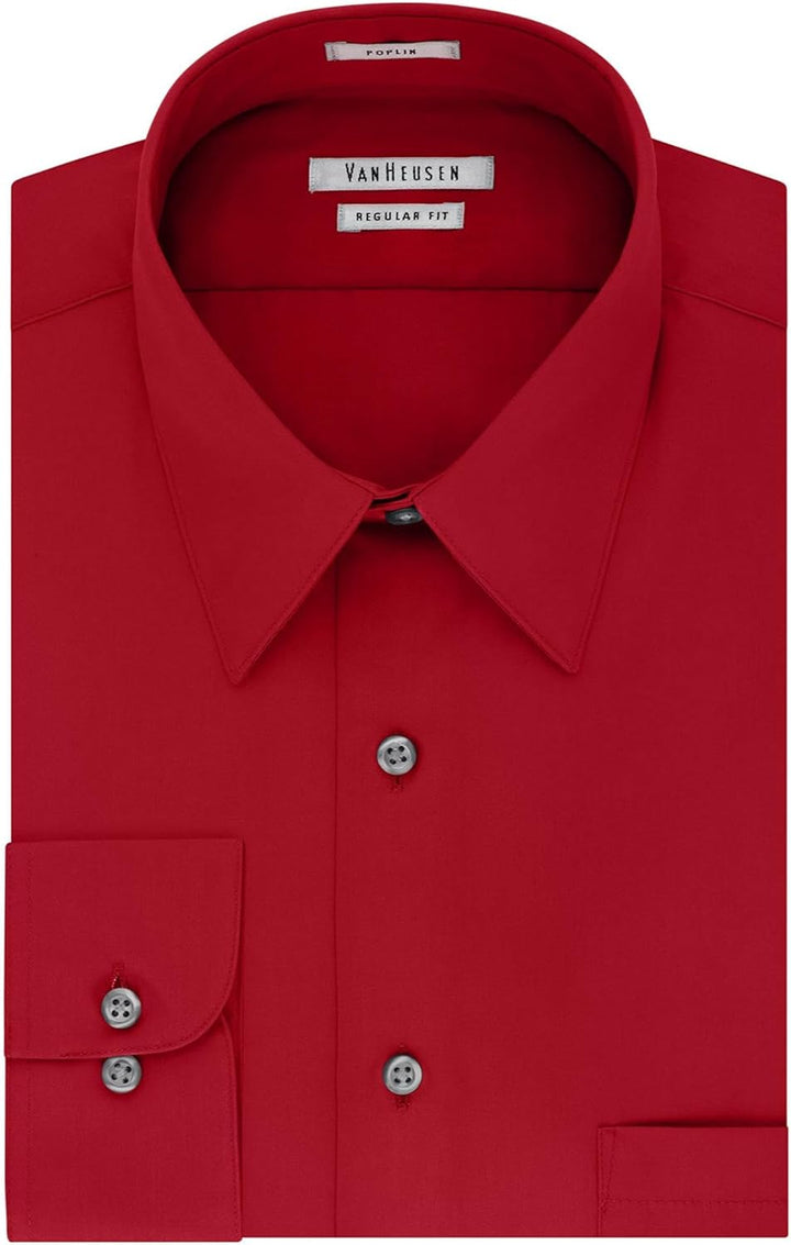 Van Heusen Herren Popeline, Normale Passform, Fester Spitzkragen Klassisches Hemd 39 cm Hals 81 cm-