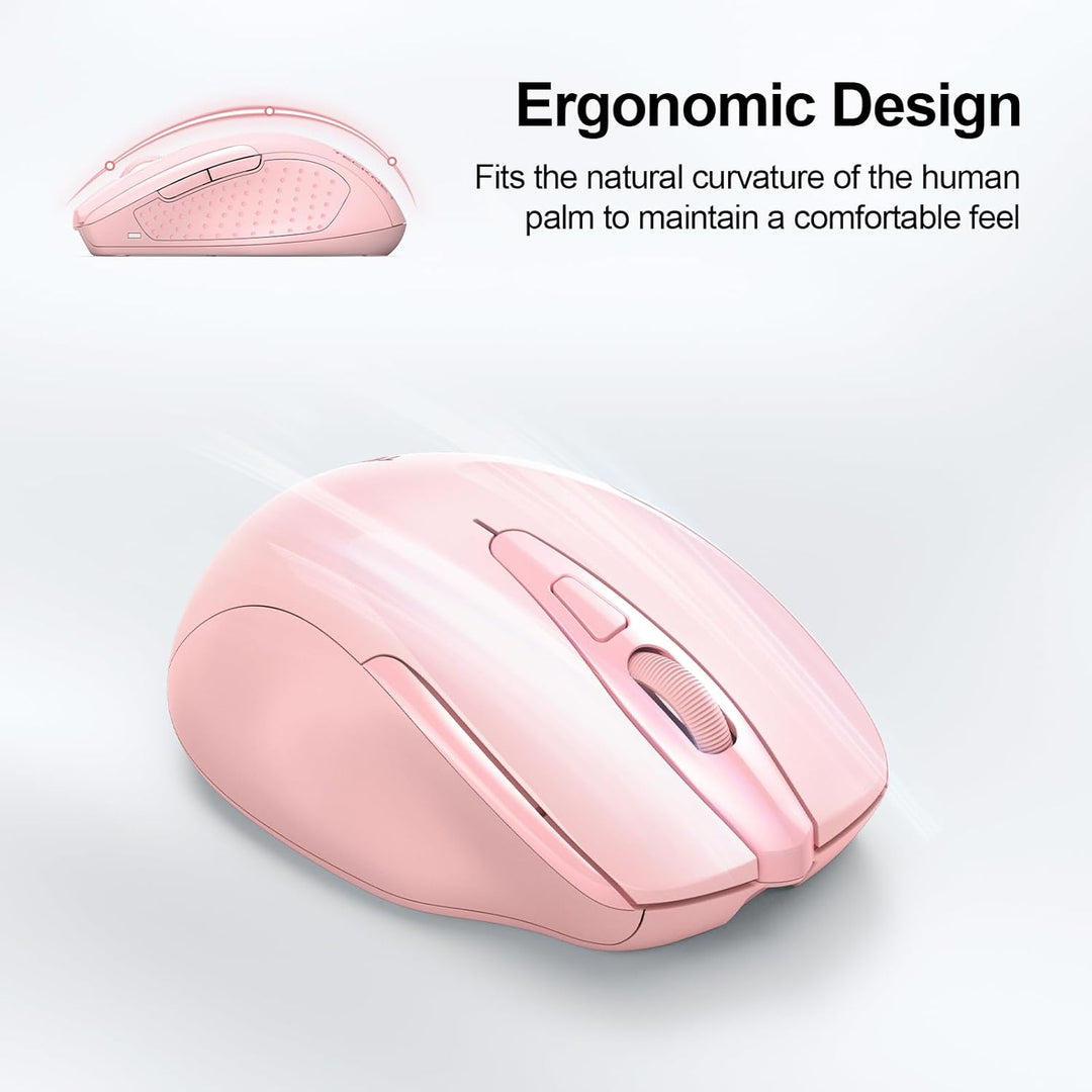 TECKNET Wiederaufladbare, 2.4G Kabellose Maus mit leisem Klick, 4800 DPI, 6 Einstellbar, Ergonomisch