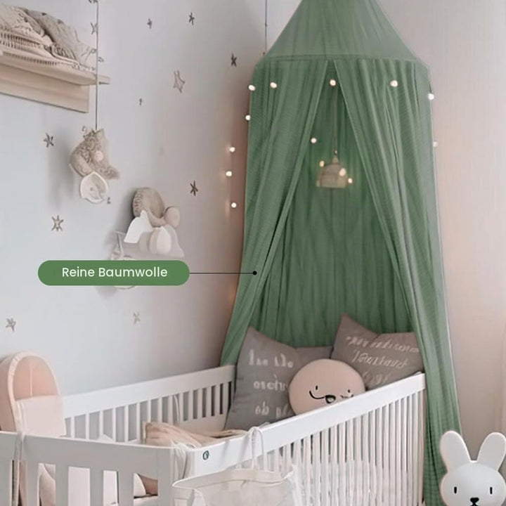 Betthimmel Babybett, 245x270 cm, Baumwolle, Romantisch, Grün, Gr&amp;