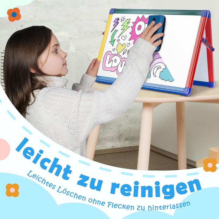 Swansea Magnettafel Kinder, Klappbar Whiteboard, A3, Doppelseitig mit Buchstaben- und Zahlenmagneten