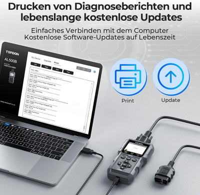 TOPDON ArtiLink500B OBD2 Diagnosegerät Auto und Batterietester 2-in-1, Universal KFZ-Fehlercode-Lese