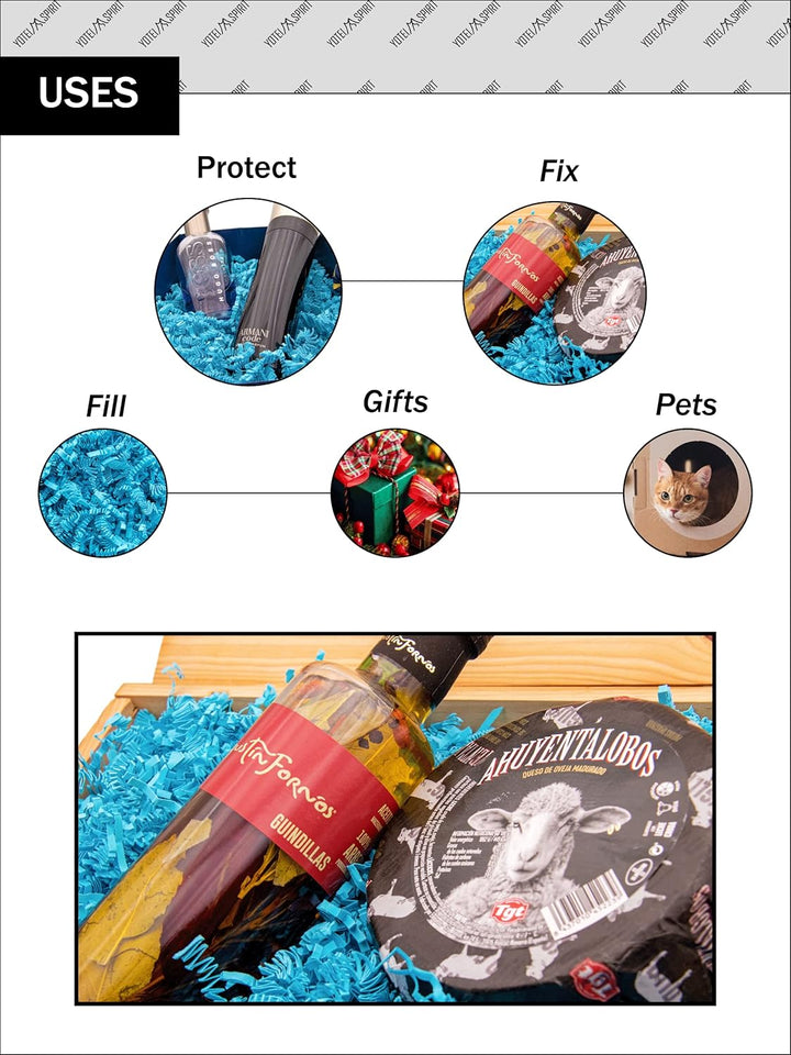 YOTEI SPIRIT® 1kg Geschreddertes Türkis Papier für Geschenkbox – Füllmaterial für Pakete, Körbe, Box
