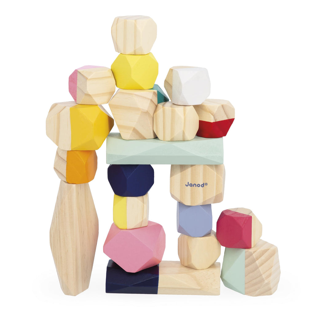 Janod - Bausteine aus Holz - Kollektion Sweet Cocoon - Baby- und Kleinkindspielzeug Farbe auf Wasser