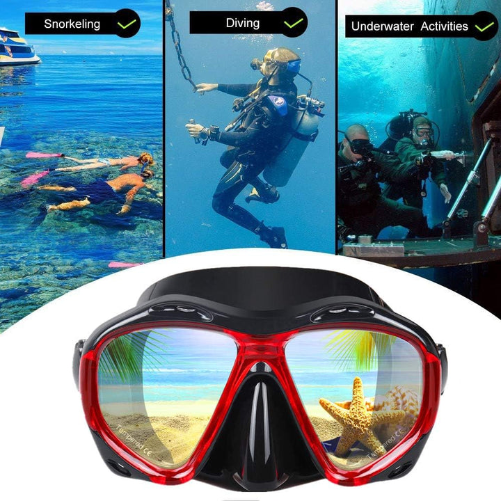 Taucherbrille für Erwachsene mit Anti-Nebel Schnorchelmaske, Schwimmmaske gehärtetem Glas und Nasena