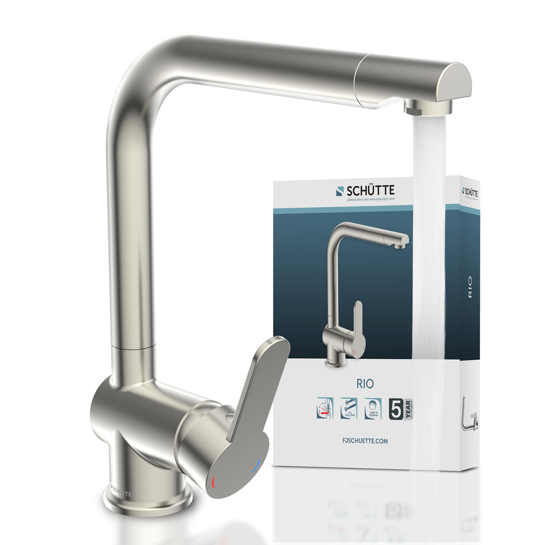 SCHÜTTE 79826 RIO 360° schwenkbare Küchenarmatur, Spültisch Armatur mit hohem Auslauf Küche, Einhebe