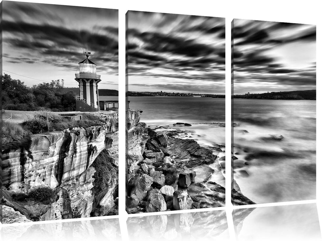 Pixxprint Leuchtturm als Leinwandbild/Grösse: 3 Teilig (120x80) cm/Wandbild/Kunstdruck/fertig bespan