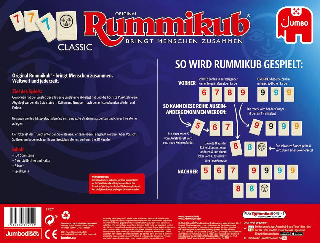 Jumbo Spiele GmbH JUM17571 Original Rummikub Classic Klassisch