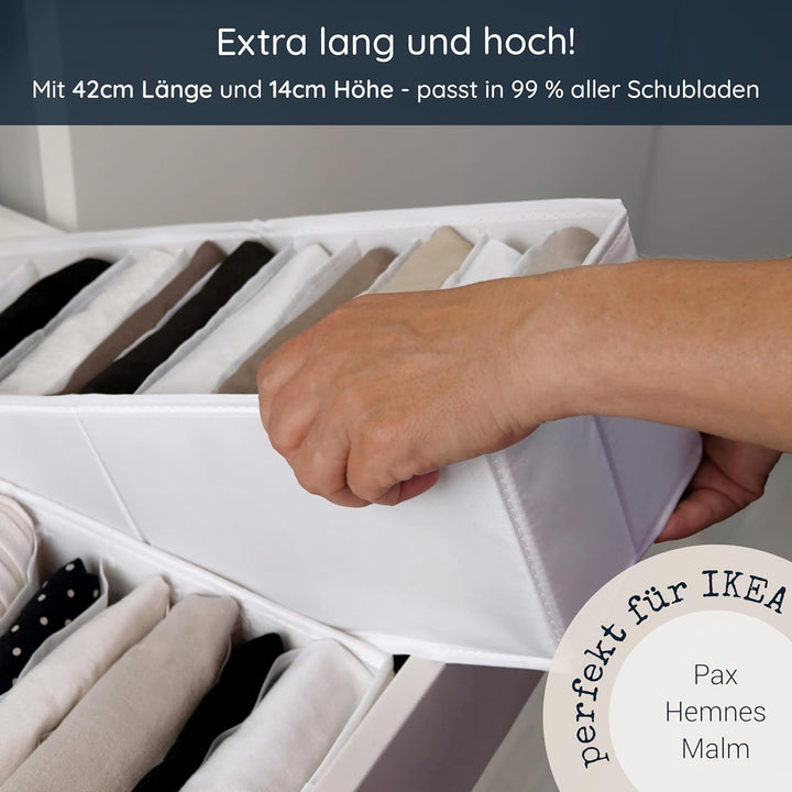 ROW&LINE® – Organizer Set – 11 extra hohe Fächer für T-Shirts, Pullover & Unterwäsche – Organisation