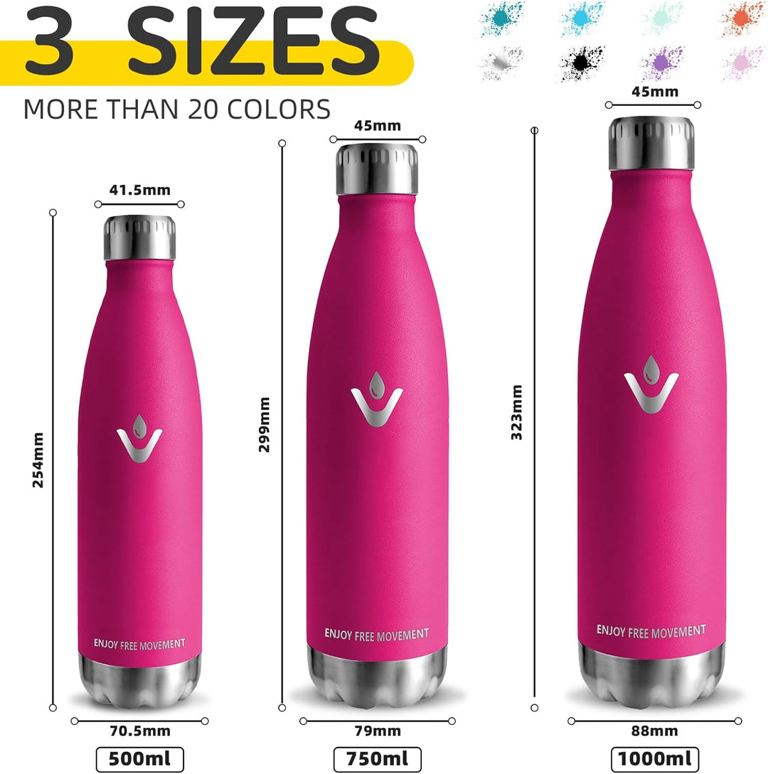 Thermosflasche- 750ml- Trinkflasche Edelstahl, BPA-freie, Trinkflasche Auslaufsicher, mit Schraubver