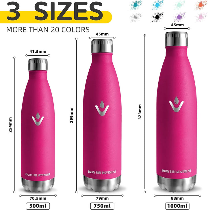 Thermosflasche- 750ml- Trinkflasche Edelstahl, BPA-freie, Trinkflasche Auslaufsicher, mit Schraubver