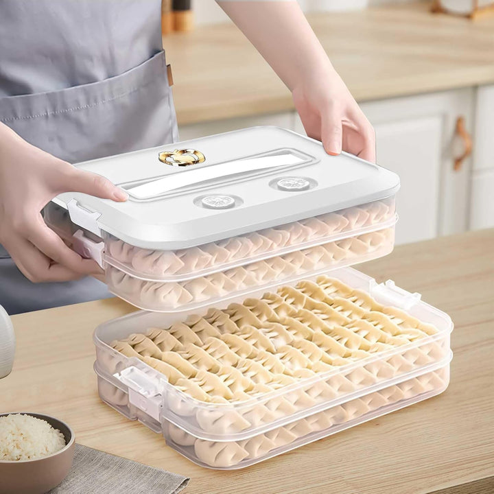 Knödel Aufbewahrungsbox, 4 Lagiger Aufschnittboxen für Kühlschrank Stapelbar Knödel Einfrieren mit D