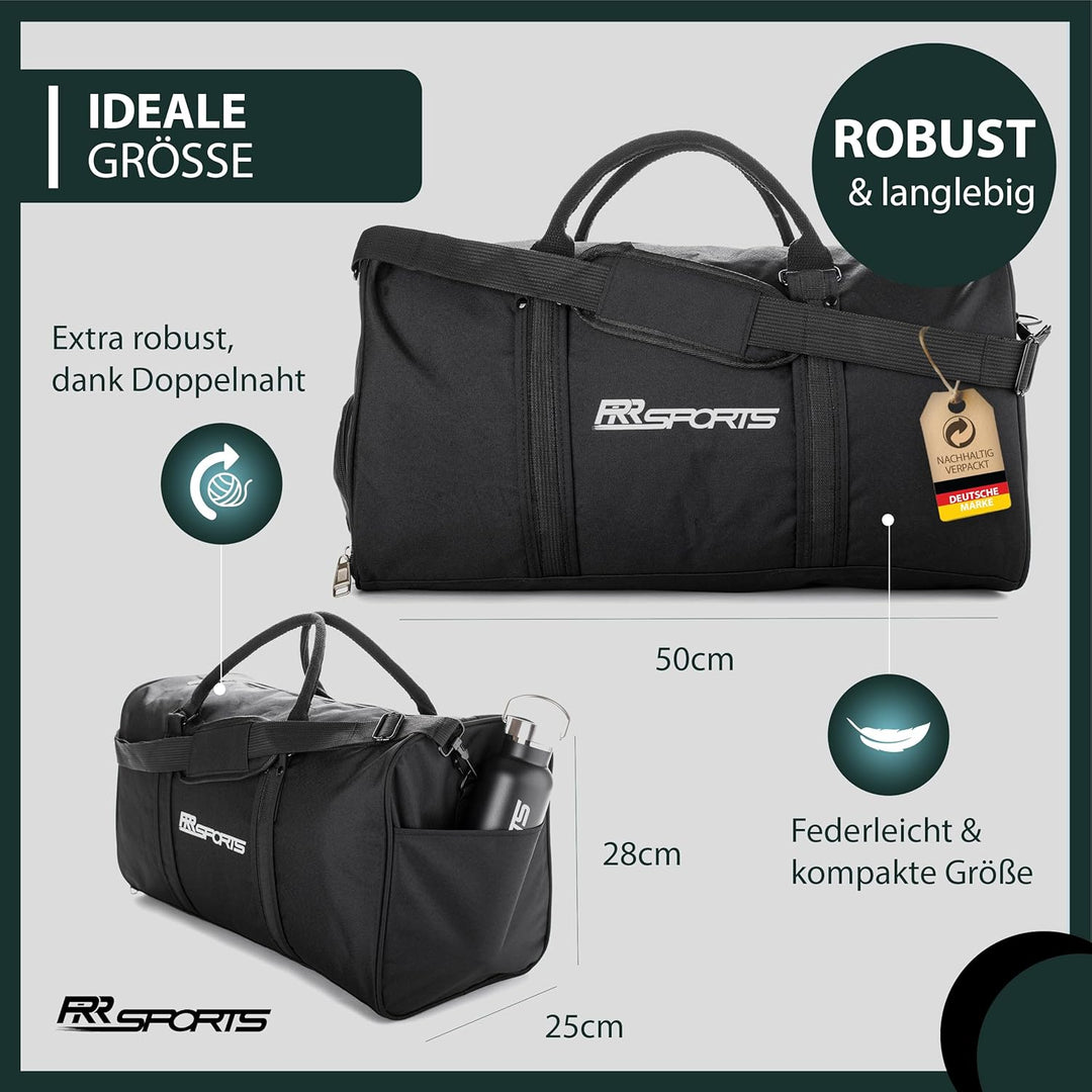 Sporttasche mit Schuhfach schwarz (30 Liter) Damen, Herren & Kinder - Sport Trainingstasche Fitness,