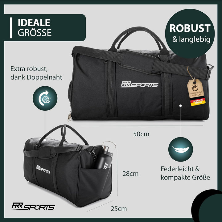 Sporttasche mit Schuhfach schwarz (30 Liter) Damen, Herren & Kinder - Sport Trainingstasche Fitness,