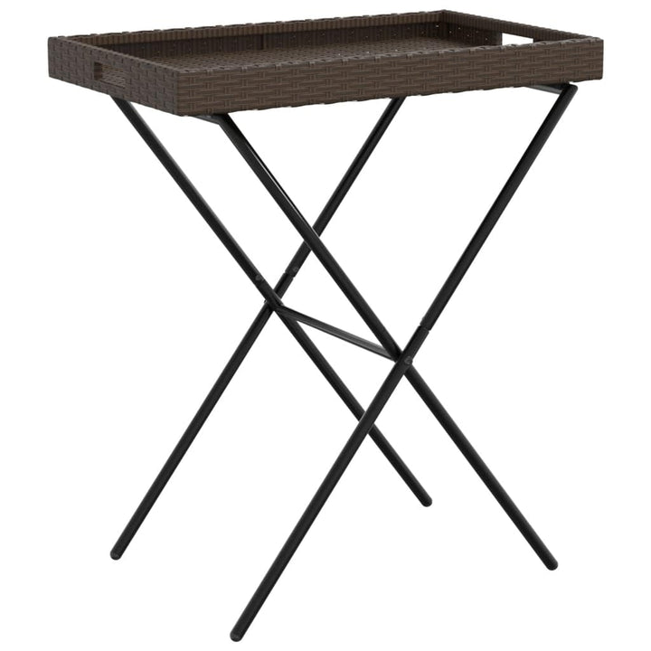 vidaXL Tabletttisch Klappbar Braun 65x40x75 cm Poly Rattan, Braun