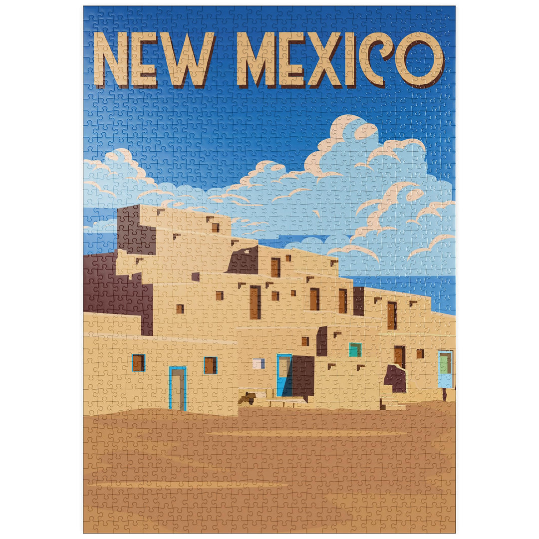 New Mexico, USA, Art Deco Style Vintage Poster, Illustration - Premium 1000 Teile Puzzle - MyPuzzle