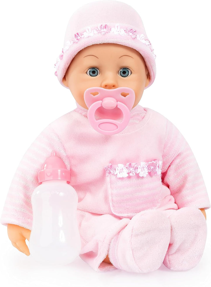 Bayer Design 93824CK Babypuppe interaktiv, sprechend, Schlafaugen, weicher Körper, 24 Babylaute, 38