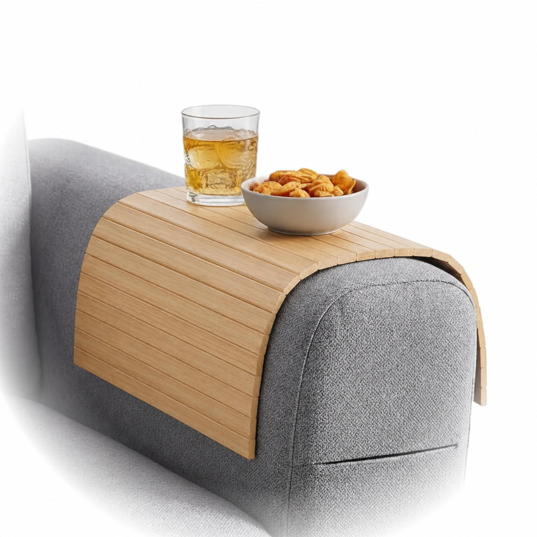 BAM BOO BOX Sofatablett aus Bambus - Couch Tablett flexibel - Sofatablett Armlehne - Sofa Tablett Ho