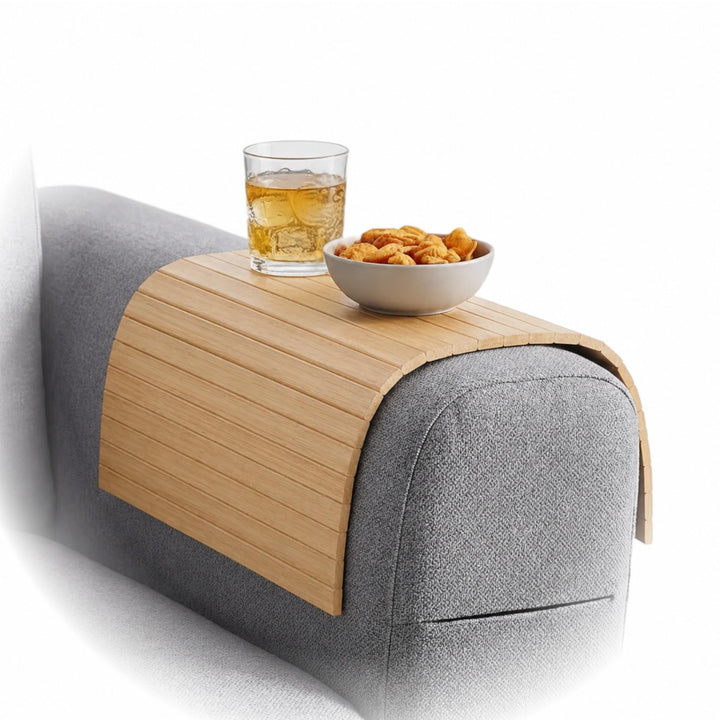 BAM BOO BOX Sofatablett aus Bambus - Couch Tablett flexibel - Sofatablett Armlehne - Sofa Tablett Ho