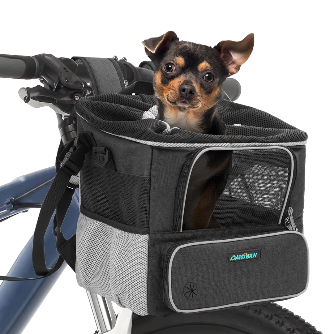 Hundefahrradkorb bis 3KG mit Lenkeradapter Φ53mm, Hundekorb Fahrrad Vorne Rucksack Schultertasche Au