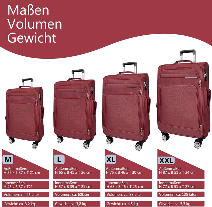MY TRAVEL BAG Stoff Reisekoffer Trolley Erweiterbar mit Zwillingsrollen (M/L/XL/XXL oder 4er Set) We