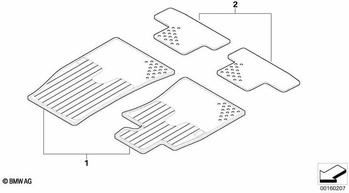 Fussmatten-Set aus Gummi für Mini, alle Jahreszeiten, Set für Rücksitze, R56 51472231961