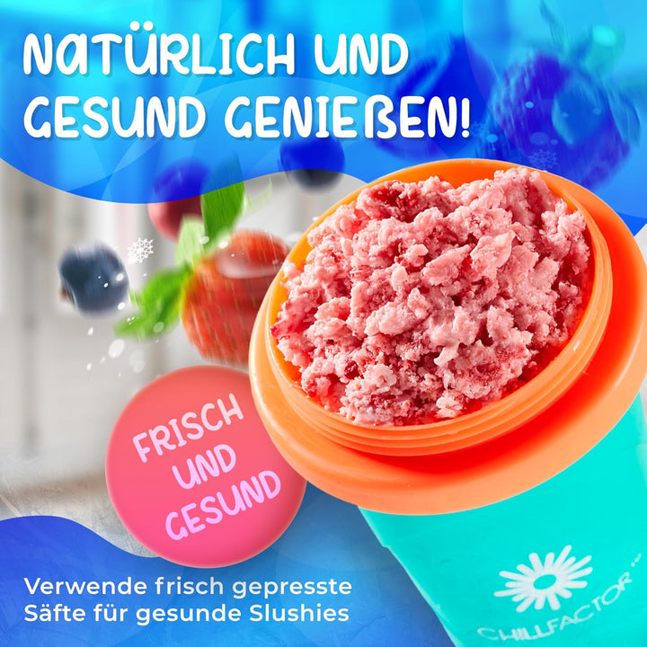 Slushy Maker Magic Freez | Slush Ice Becher mit Strohhalmlöffel | Eisbecher Alternative für Eis selb