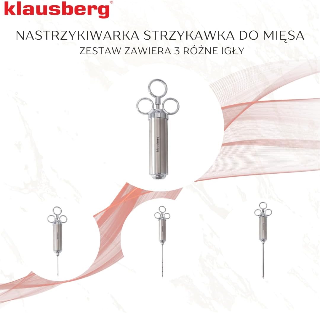 Bratenspritze Stahlspritze Fleisch Marinieren Pökeln Spritze 60ml KLAUSBERG KB-7842
